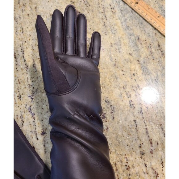 New! Vintage Women's One Size Brown Faux Leather Lined 12.5" Ling Gloves Japan - Picture 7 of 12